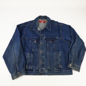 Wrangler Hero Mens 3X Denim Jean Jacket Medium Wash Blue Trucker Western *READ*